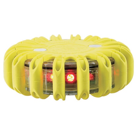 Powerflare LED Road Flare, Red LED, Yellow Shell, Polymer, 4 in Length, (1) Battery PF210-R-Y
