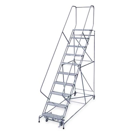 Cotterman 130 in H Steel Rolling Ladder, 10 Steps, 450 lb Load Capacity 1210R2632A1E12B4C1P6