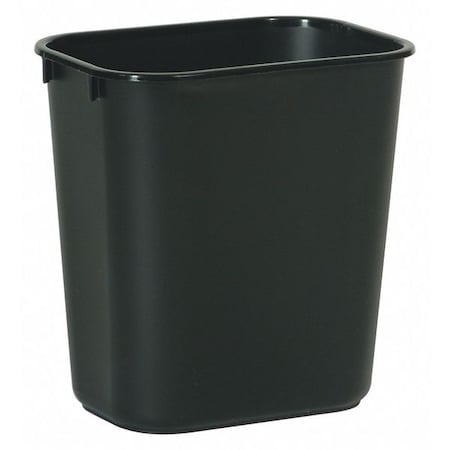 Rubbermaid Commercial Deskside 3 gal Rectangular Indoor Plastic Can, Black, None, Plastic, 8 1/4 in FG295500BLA