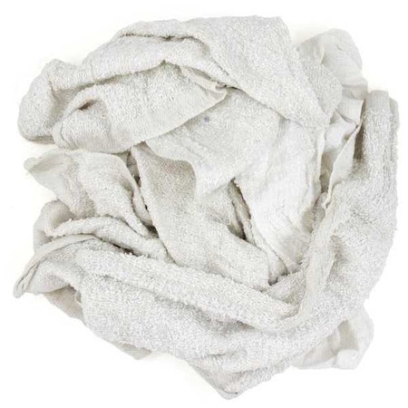 Zoro Select Terry Rags Towels 25 lb. Varies, White 537-25N
