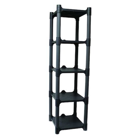 Zoro Select Freestanding Plastic Shelving, Open Style, 15 in D, 13 in W, 48 in H, 5 Shelves, Gray 190165