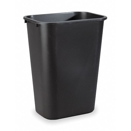 Rubbermaid Commercial Deskside 10 gal Rectangular Indoor Plastic Can, Black, None, Plastic, 11 in FG295700BLA