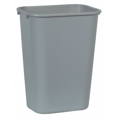 RUBBERMAID COMMERCIAL 10 gal Rectangular Trash Can, Gray, 15 1/4 in Dia, None, LLDPE FG295700GRAY