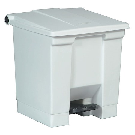 Rubbermaid Commercial Legacy Step On Container 8 gal Rectangular Step-On Can, White, Foot Pedal, Plastic, 15 3/4 in FG614300WHT