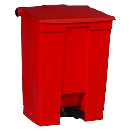 RUBBERMAID COMMERCIAL 18 gal Rectangular Trash Can, Red, 19 3/4 in Dia, Step-On, HDPE FG614500RED