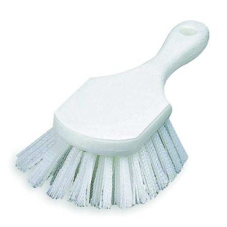 Tough Guy 3 1/4 in W Utility Brush, Medium, 8 in L Handle, 4 1/4 in L Brush, White, Plastic, 8 in L Overall 1VAE2