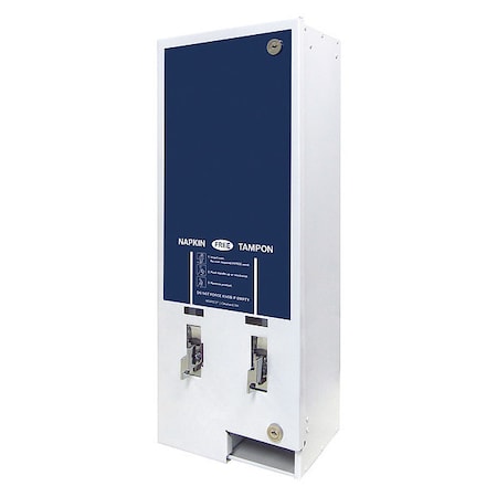 Hospeco Sanitary Product Dispenser, Wht, Coin Free MT1