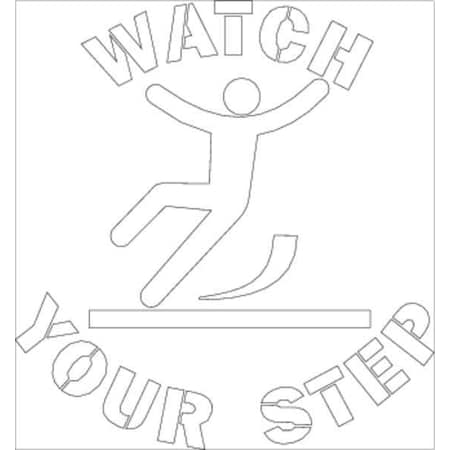 Electromark Stencil, Watch Your Step, 3 in Character Height, Polyethylene, Clear Y623756