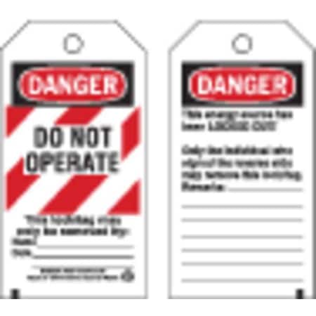 Brady 65452 Danger Tag, Danger, Cardstock, 3 In Width, 5 3/4 In