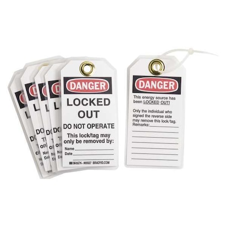 Brady Danger Tag, 5-1/2 x 3 In, Hd Polyest, PK25, 65535 65535