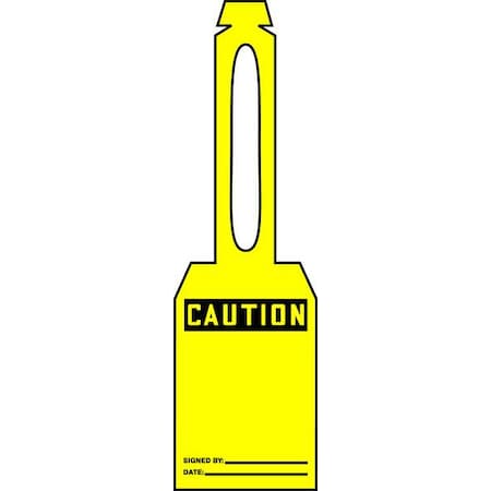 Accuform Caution Tag, General Safety, Plastic, 5 1/4 in H x 3 1/4 in W, Yellow, Rectangle, 25 PK TAL325