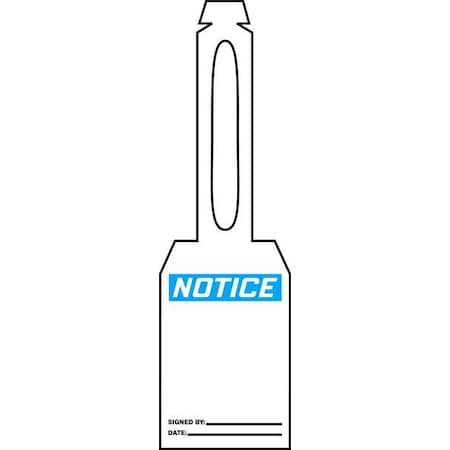 Accuform Notice Tag, General Safety, Plastic, 5 1/4 in H x 3 1/4 in W, White, Rectangle, 25 PK TAL329