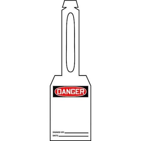 Accuform Danger Tag, General Safety, Plastic, 5 1/4 in H x 3 1/4 in W, White, Rectangle, 25 PK TAL321