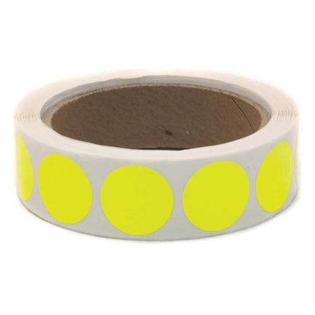 Zoro Select Blank Dot Label Yellow 1"W, Pk1000 3VCP1