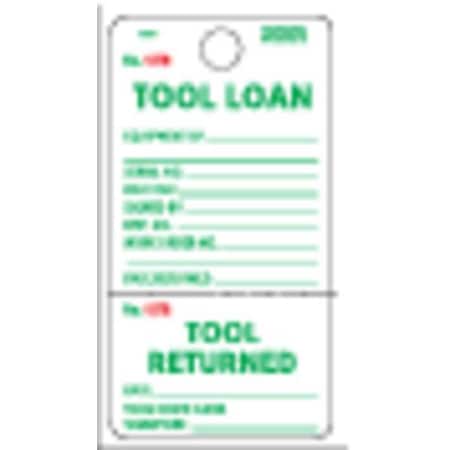 Electromark Tag, Tool Loan, Cardstock, 5 3/4 in H x 2 7/8 in W, White, Rectangle, 100 PK Y602701
