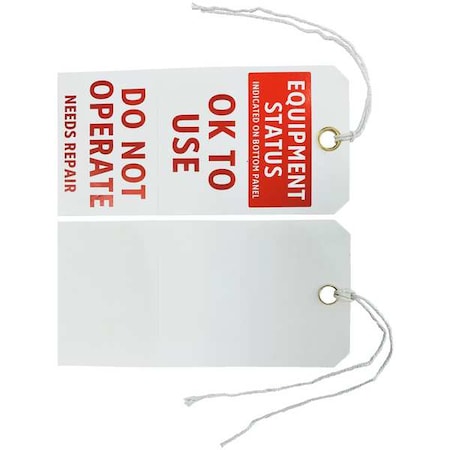 Zoro Select Tag, Equipment Status, Cardstock, 2 7/8 in H x 5 3/4 in W, White, Rectangle, 100 PK 3VCW6