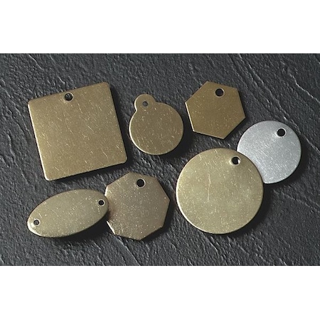 C.H. Hanson Blank Tag, Brass, 1 1/4 in H x 1 1/4 in W, Brass, Hexagon, 25 PK 42492