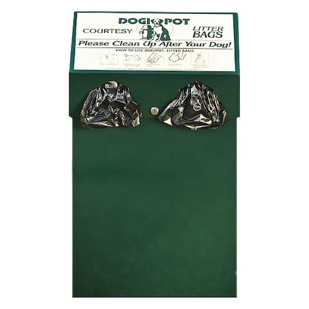 Dogipot Not Applicable 10 gal Rectangular Pet Waste Station, Green, Lift Up, Aluminum, 10 in 1001-2