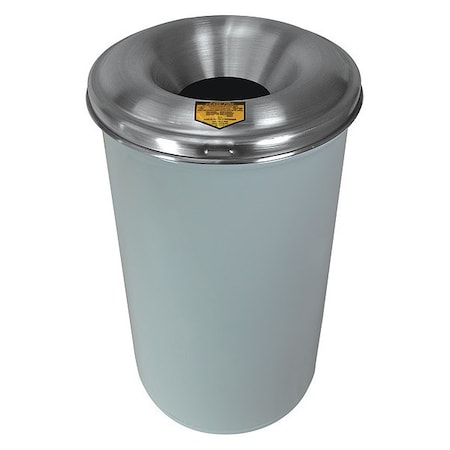 Justrite Cease-Fire 12 gal Round Indoor Metal Can, White, None, Steel, Not Applicable 26612W