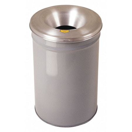 JUSTRITE 12 gal Round Trash Can, Gray, 15 in Dia, None, Aluminum 26612G  WITH TOP