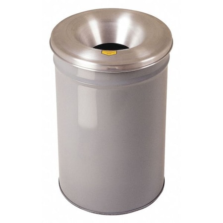Justrite Cease-Fire 6 gal Round Indoor Metal Can, Gray, None, Steel, Not Applicable 26606G