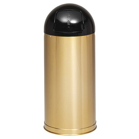 Rubbermaid 15 gal. Round Trash Can, Silver, Swing, Stainless Steel FGR1536SBSGL