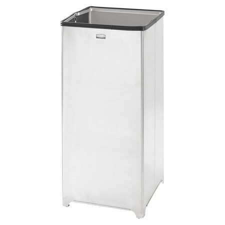 Rubbermaid Commercial 24 gal. Square Trash Can, Stainless Steel, 14" Dia, None, Stainless Steel FGB1424SSRB