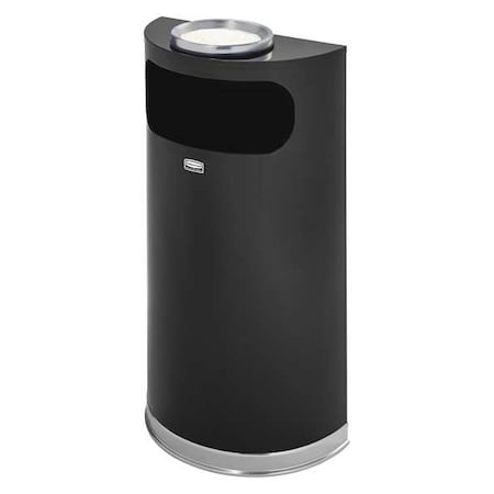 Rubbermaid Commercial 9 gal. Steel/Chrome Half-Round Ash/Trash Can, Black FGSO8SU20PLBK
