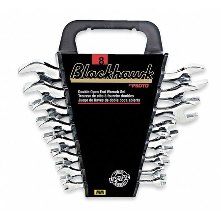 Blackhawk By Proto Open End Wrench Set, 15 Deg, 6-22mm, 8 Pc BW-108MNB