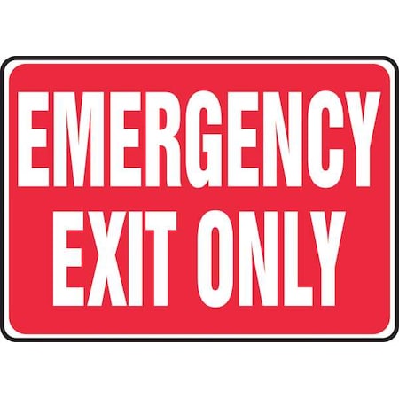 Accuform Exit Sign, Vinyl, 14" W, 10" H, Emergency Exit Only, Red MEXT441VS