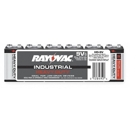 Rayovac 9V Carbon Zinc Battery, 6 PK, 9VDC HD-9V