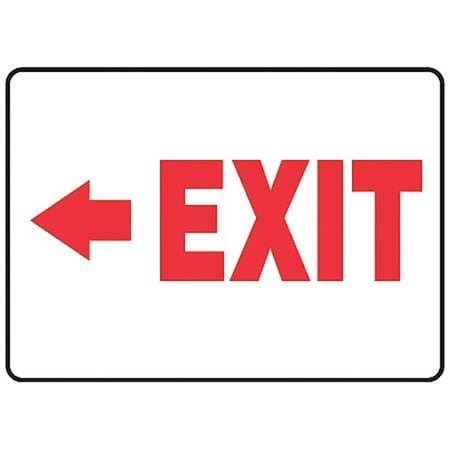 Accuform Exit Sign, Vinyl, 14" W, 10" H, Exit (Arrow Left), White MADM927VS
