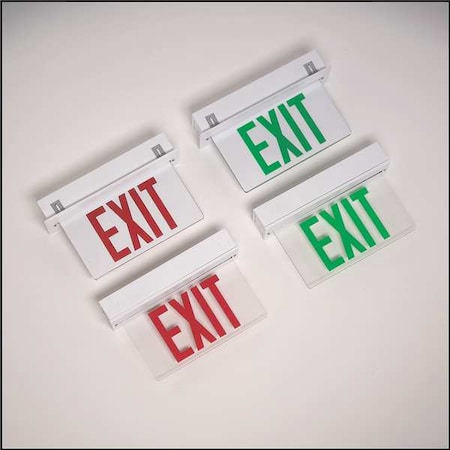Big Beam Edge-lit Exit Sign, White, 1 Face(s), LED, Recess Mount, Nickel Cadmium 199-2001GR