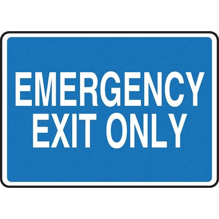Accuform Exit Sign, Vinyl, 10" W, 7" H, Emergency Exit Only, Blue MEXT440VS
