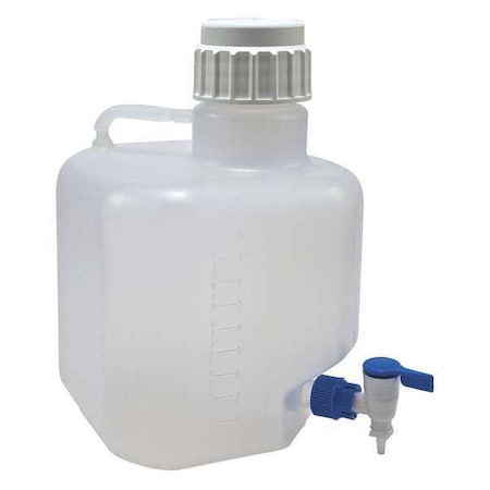Zoro Select Carboy, 10 L Capacity - mL, 2.64 gal Capacity - oz, Screw On/Spigot Closure, polypropylene, White 3WDV2