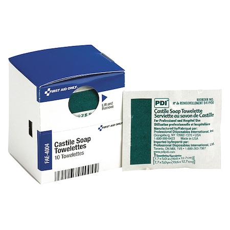 First Aid Only First Aid Kit Refill, Castile Soap Wipes, 10 Per Box FAE-4004
