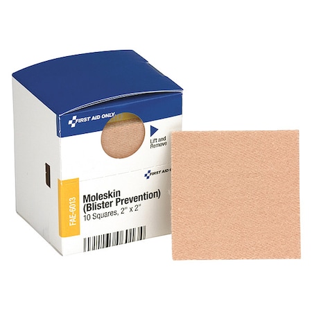 First Aid Only First Aid Kit Refill, 2" X 2" Moleskin Blister Prevention, 10 Per Box FAE-6013
