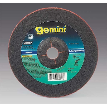 Norton Abrasives Depressed Center Grinding Wheel, Type 27, 2 in Dia, 0.125 in Thick, 3/8 in Arbor Hole Size, 60 Grit 66252835632