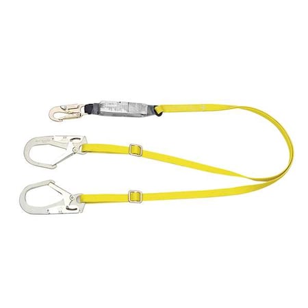 Msa Safety Shock-Absorbing Lanyard, 6 ft., Yellow 10072475