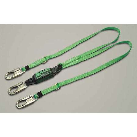 Miller Miller Shock Absorbing Lanyard, 6 ft. Length, Snap Hook, Steel, 2 Leg(s), 310 lb. Weight Capacity 8878T-Z7/6FTGN