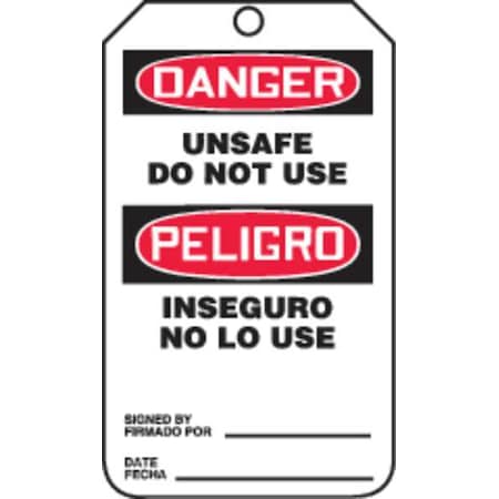 Accuform Danger Bilingual Tag, Lockout Tagout, Plastic, 5 7/8 in H x 3 ...