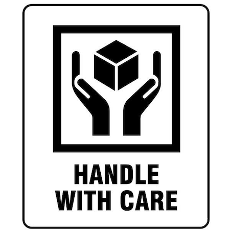Zoro Select 3" x 4" White Shipping Labels, Handle with Care, Pk100 3WRW9