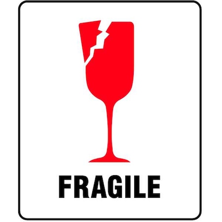 Zoro Select 3" x 4" White Shipping Labels, Fragile, Pk500 3WRW8