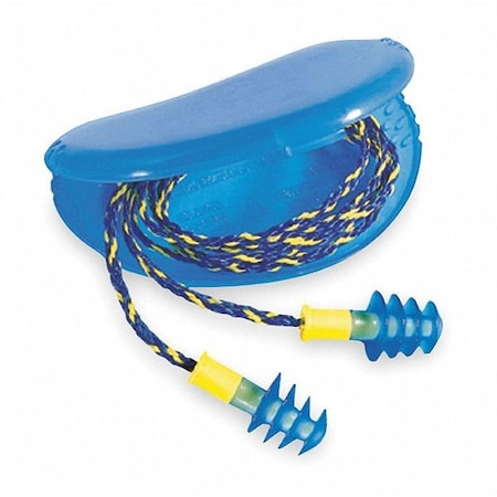 Howard Leight Fusion Reusable Corded Ear Plugs, Flanged Shape, NRR 27 dB, Storage Case, M, Blue, 100PK FUS30-HP