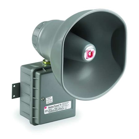 Federal Signal Signaling Device, Horn, Continuous, 24V DC, 0 to 110dB, Die-Cast Aluminum, Gray, Surface Mount 300GCX-024