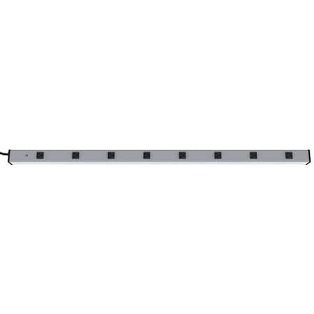 Zoro Select Outlet Strip, 8 5-15R, 5-15P, 6 ft., Gray 3W210