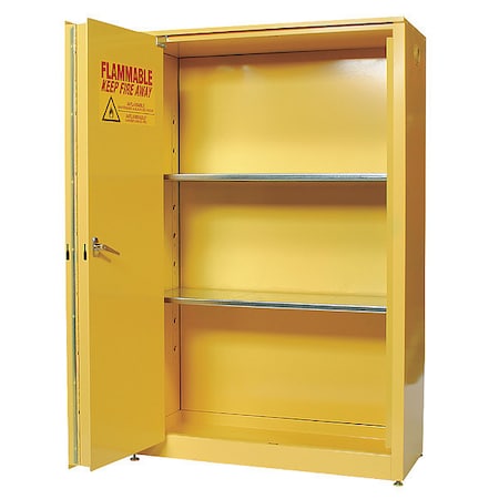 Eagle Mfg Hazardous Material Storage Cabinet, 45 gal, 2 Shelves, Steel, 43 in W x 65 in H x 18 in D, Yellow 1945X