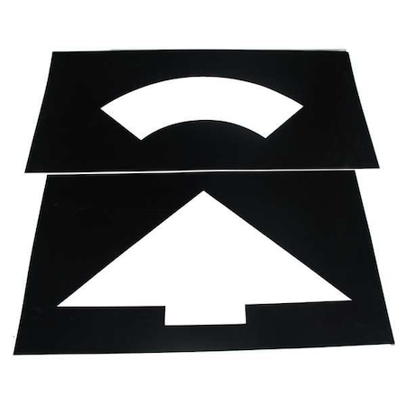 Zoro Select Traffic Stencil, Symbol, Curved Arrow, 27 in Character Height, Not Applicable Font, Plastic, Black 3W634