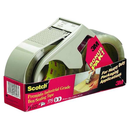 Scotch Packaging Tape with Dispenser, 2 in Max. Tape Width. 4 3/4 in Tape Core Dia, Clam Shell, Plastic PSD1