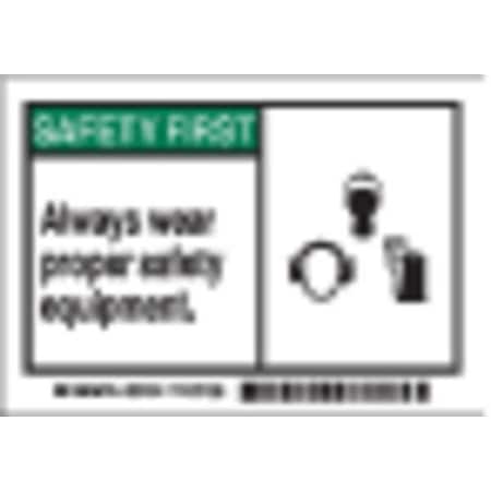 Brady Safety Label, 3 1/2 in Height, 5 in Width, Polyester, Horizontal Rectangle, English 86194